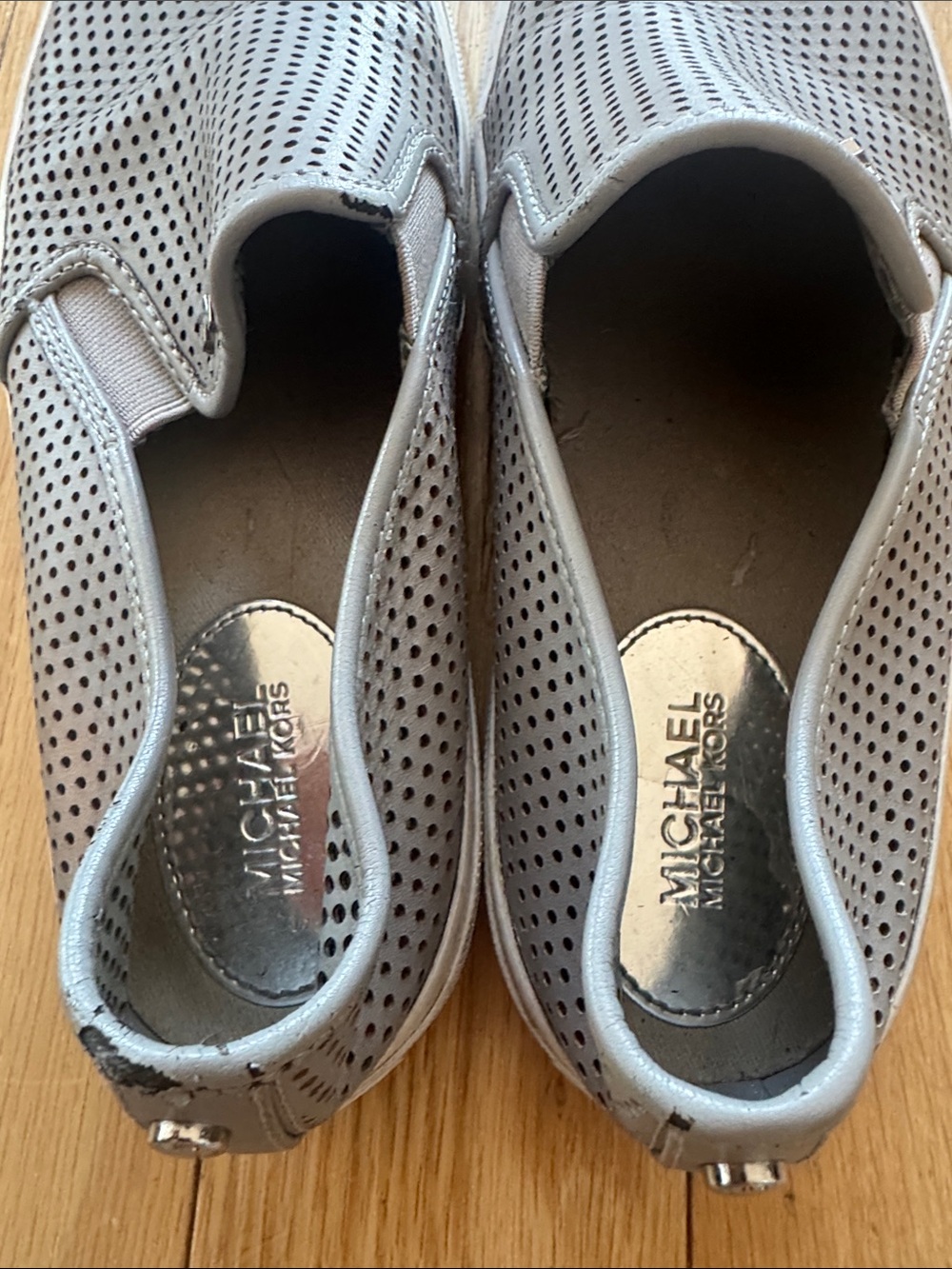Michael Kors Gray Perforated Slip-On Loafers - Picture 3 of 6
